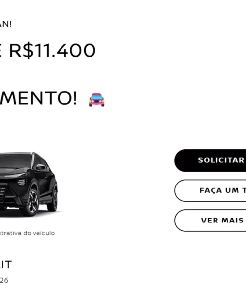 Promoção Nissan: Kait Advance Plus com desconto de R$ 11.400 e financiamento sem juros