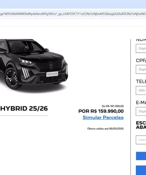 Peugeot lança promoções imperdíveis: 2008 GT Hybrid 2026 com R$ 22 mil de desconto e isenção do IPVA